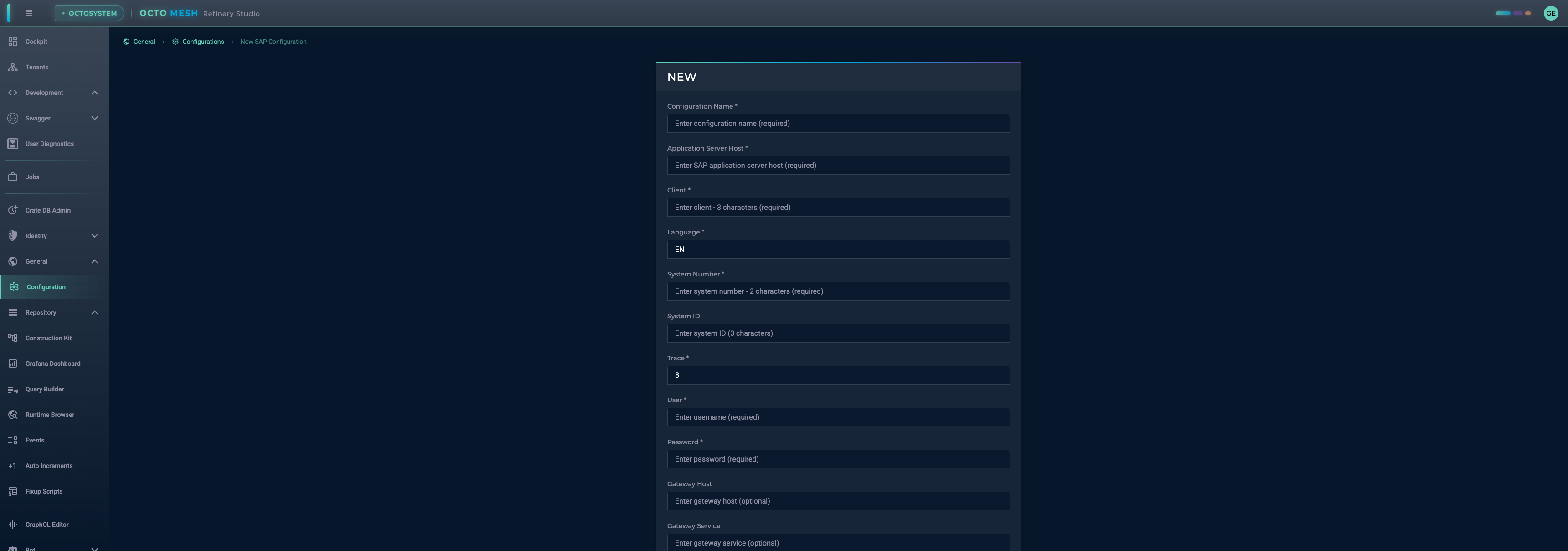 New SAP Configuration