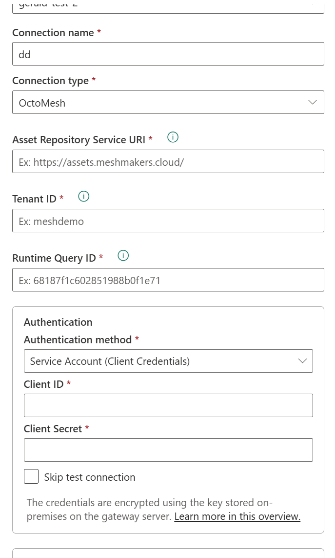 Connection with Client Credentials