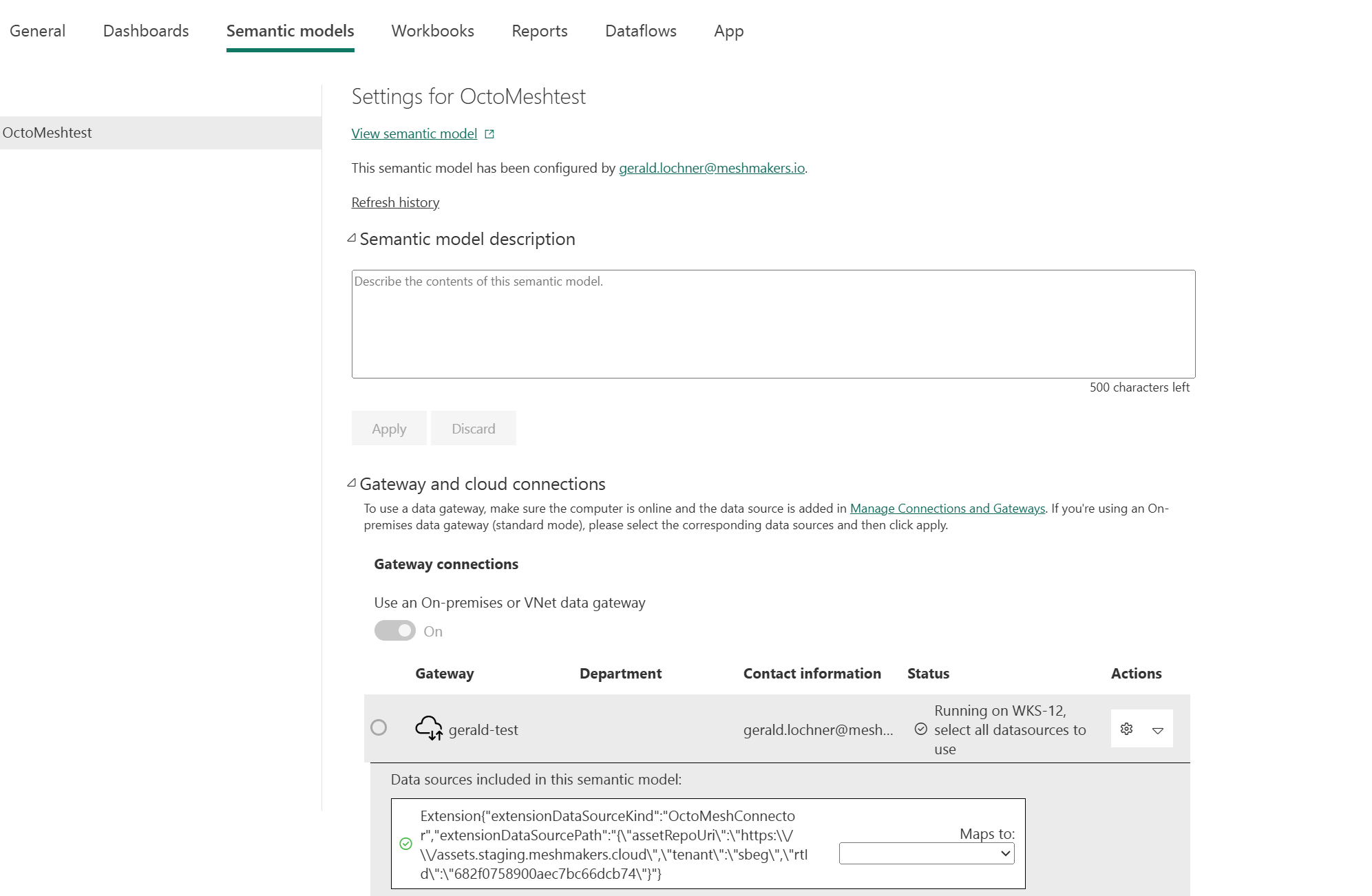 Semantic Model Gateway Settings